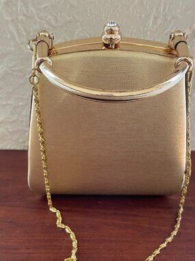 Vintage Gold Frame Evening Bag w/ Chain Strap